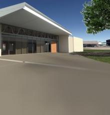 Rendition of the New Performing Arts Center and Art Gallery