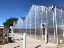 Exterior of recently installed greenhouse. 