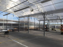 Interior of empty/recently installed greenhouse. 