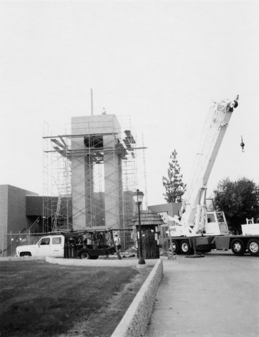 Clock Tower base is constructed, Southern & Dobson Campus