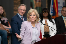 Dr. Jill Biden on stage at MCC Promise event