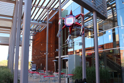 Red Mountain campus with pinata hanging for 50th anniversary