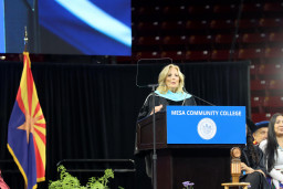 Dr. Jill Biden delivering keynote speech at graduation in 2024.