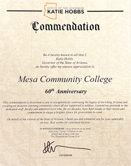 Commendation certificate from Governor Katie Hobbs