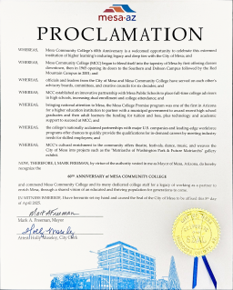 Proclamation from Mayor Mark Freeman, City of Mesa