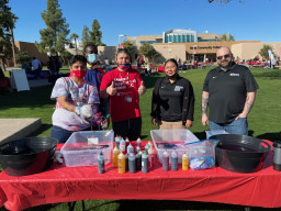Students tie dying shirts