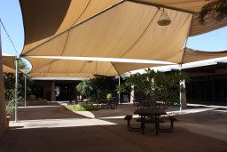 View of courtyard before it was demolished to build Student Lounge