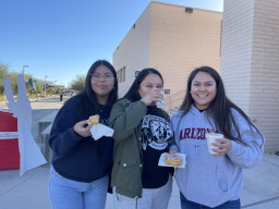 Stduents with donuts and coffee