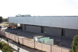 Aerial view of construction of the Health and Wellness building