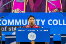 Representative Lorena Austin delivering keynote speech at 2025 graduation