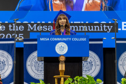 MCC 2025 Class Honors Speaker, Riley Weathersbee giving her speech at the 2025 commencement ceremony