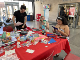 Students decorating mortarboards