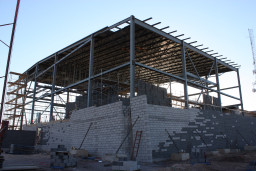 Bricks being laid in the Performing Arts Center