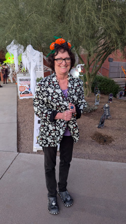 Cheryl Hardo dressed in Halloween costume