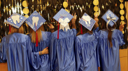 Dental decoration on mortarboards of students