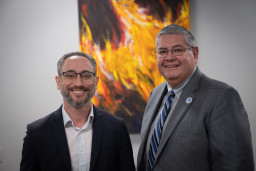 Seth Blattman standing with Dr. Richard Daniel