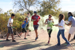 Participants go green at Family Fun Run. Color me happy!