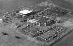 Framing for the first buildings to be constructed at Southern & Dobson