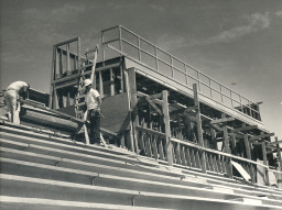 The Press Box under construction at the Football Stadium, 1967-68