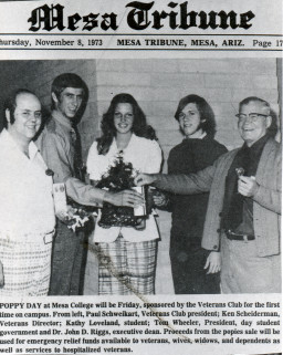 Students celebrate Poppy Day at MCC's Southern & Dobson Cmpus, 1973