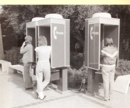 Pay phone booths at the Southern & Dobson Campus
