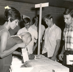 Enrollment punch card procedure, early years, Southern & Dobson Campus