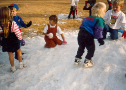Children's Center students enjoying snow, Southern & Dobson Campus