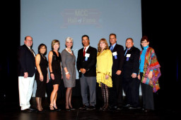 The 2015 class of inductees to the MCC Hall of Fame gather for a group photo.