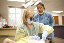 Dental hygiene faculty and student