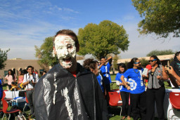 Lucas Bodine gets a pie in the face