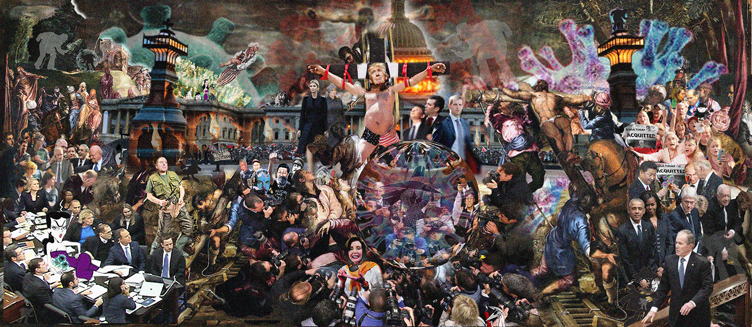 Digital collage of politicians.