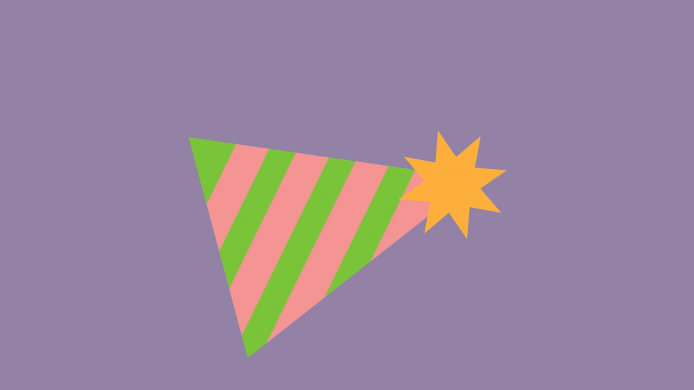 Still of a party hat from the animation Shapes.