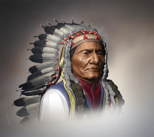 3D digital illustration of Sitting Bull.