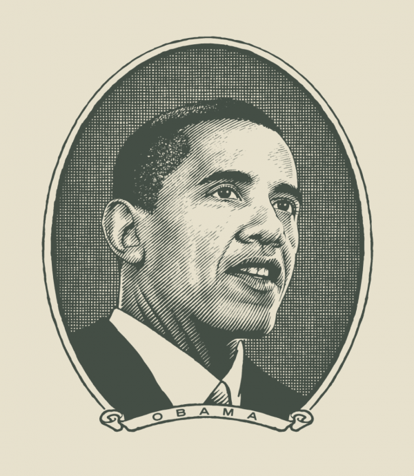 Digital portrait of President Barack Obama.