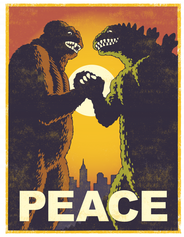 Poster design with King Kong and Godzilla.