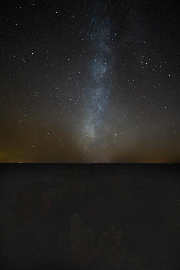 Photograph of a night sky on the North Rim, looking south at the Milky Way.