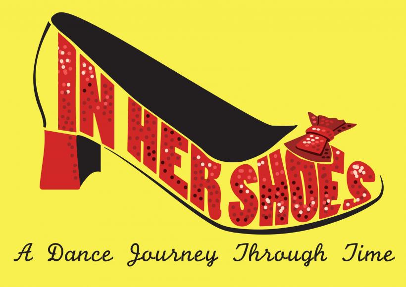 Show title in red high heel shoe