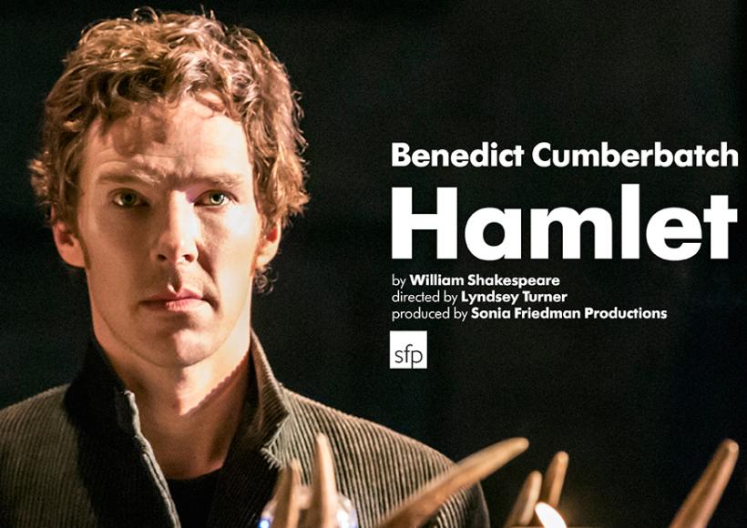 Poster featuring Benedict Cumberbatch as Hamlet staring off