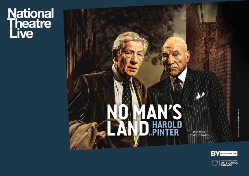 Promotional poster for No Man's Land featurning Patrick Steward and Ian McKellen in dress clothes