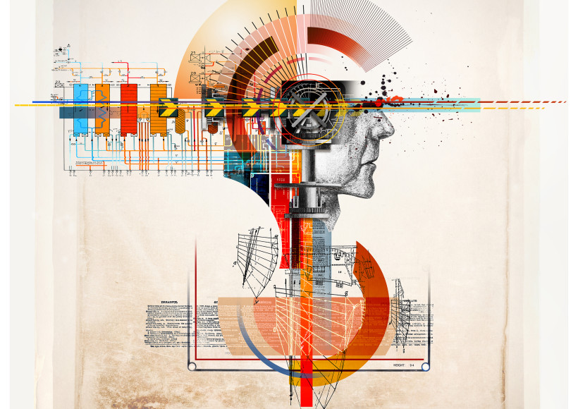 Adobe photoshop image of mind and face profile
