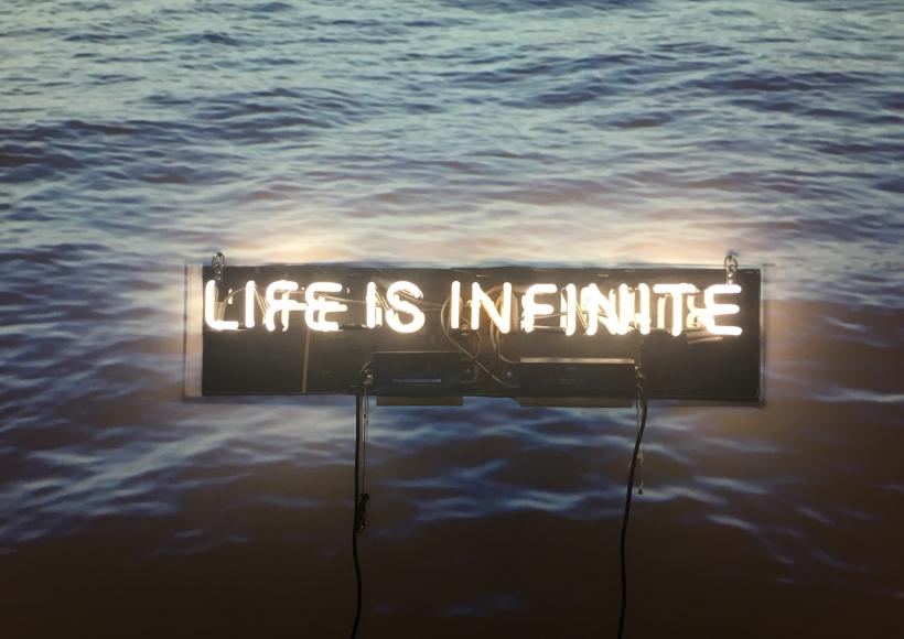 Still from video and neon installation "Life is (In)finite" by Ronna Nemitz