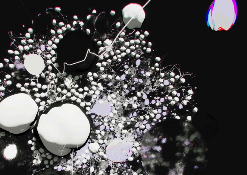 black and white image of 3D circles