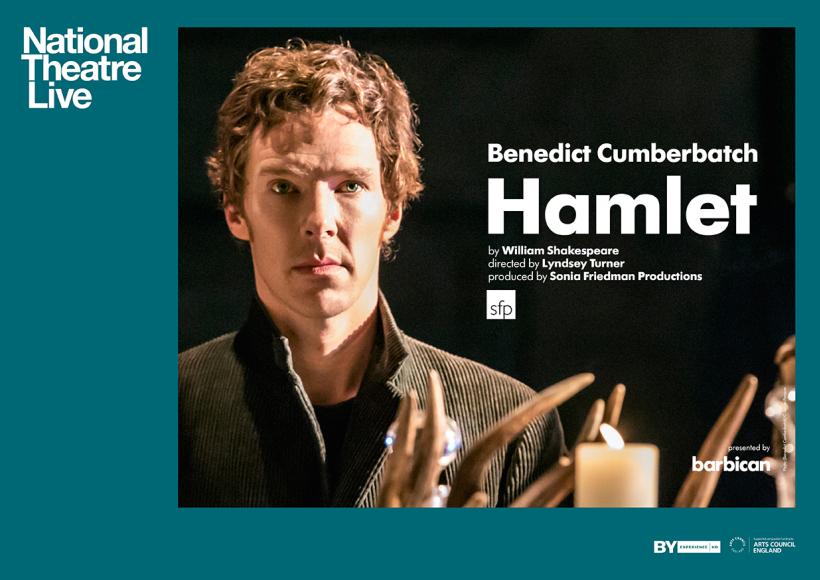 Poster featuring Benedict Cumberbatch as Hamlet staring off