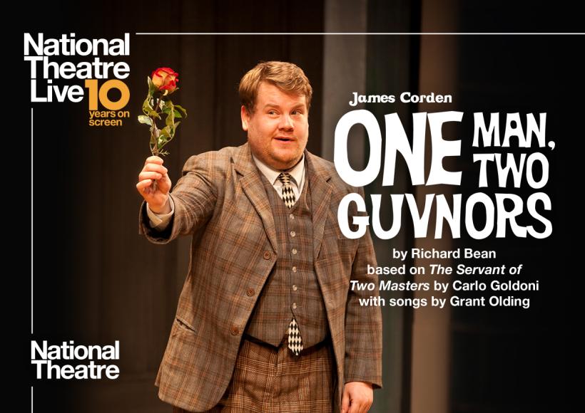 NT Live poster featuring James Corden with a flower