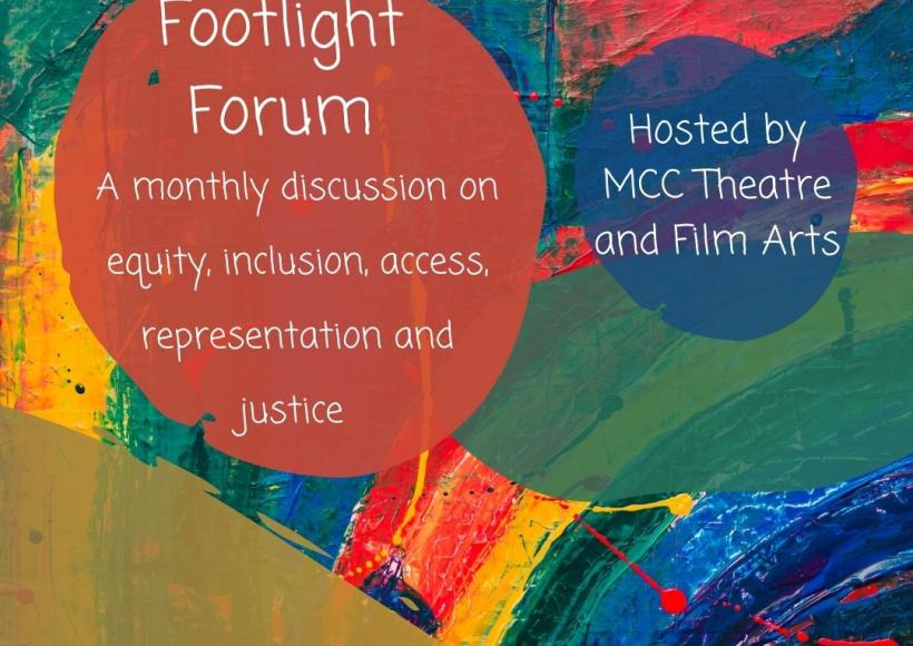 Footlight Forum Poster featuring randon paint splotches