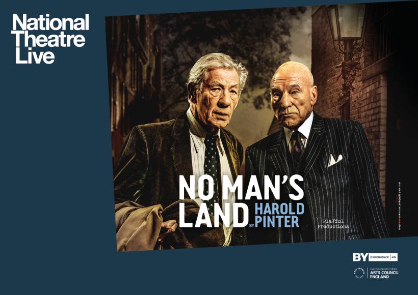 Promotional poster for No Man's Land featurning Patrick Steward and Ian McKellen in dress clothes