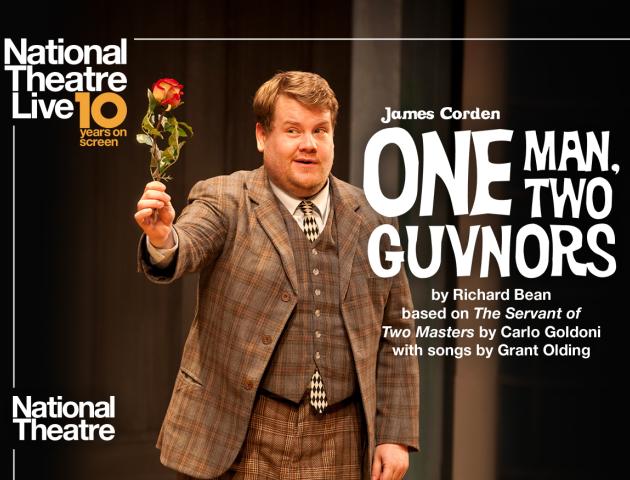 NT Live poster featuring James Corden with a flower