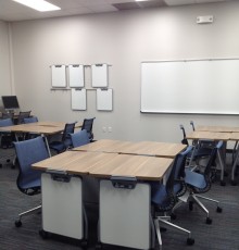 New tables, chairs and white boards allow for individual and group work