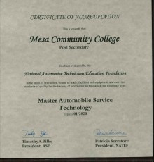 MCC Automotive Accreditation Certificate