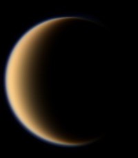 Saturn's moon, Titan, as seen from the Cassini spacecraft.